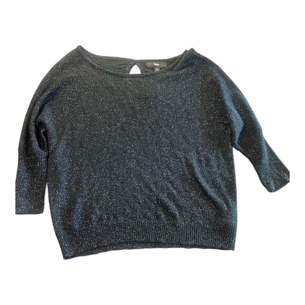 Mossimo Sparkle Knit Sweater Small Metallic Black Shimmer Top